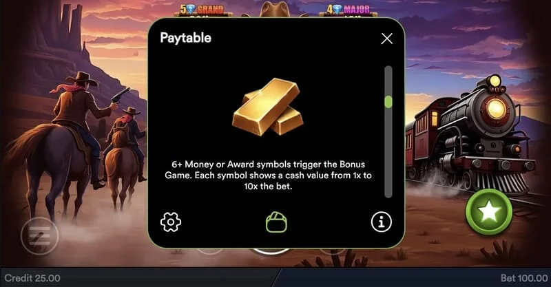 Gold Train Heist - Free Spins, დრამის ბადის გაორმაგებით